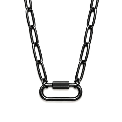 Carabiner Charm Holder Necklace for Women by Ginger Lyne 18KT Gold Plated Stainless Steel 18-20"