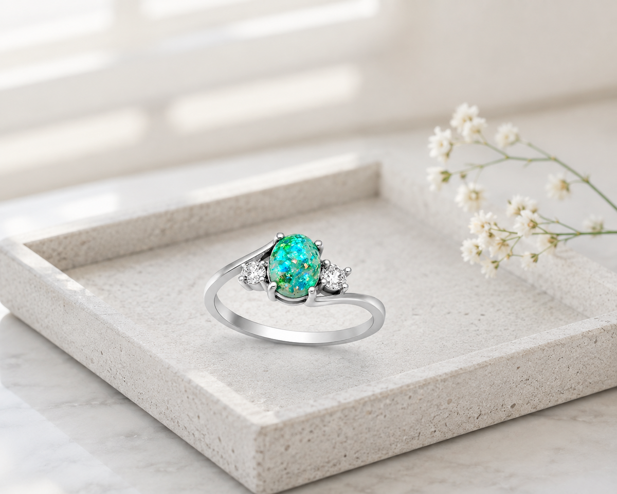 ArletteSimulatedFireGreenorPurpleOpalRingWomensEngagementGingerLyneCollection_Green-3
