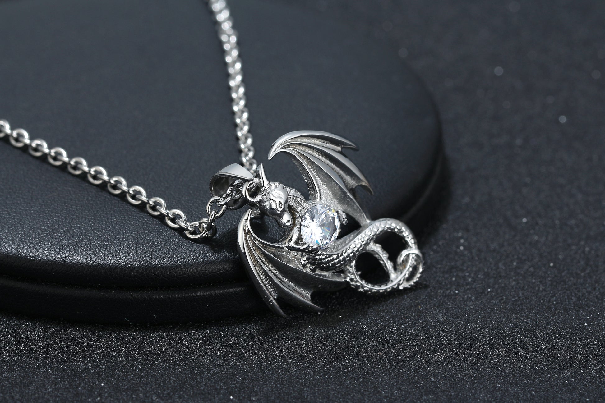 DragonNecklaceforMenorWomenStainlessSteelCzPunkGothicGingerLyneCollection_Silver-2