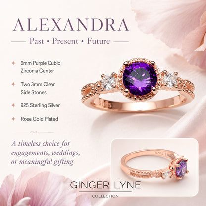 AlexandraBirthstoneRingRoseGoldPlatedSterlingSilverPurpleCZWomensGingerLyne_Purple-3