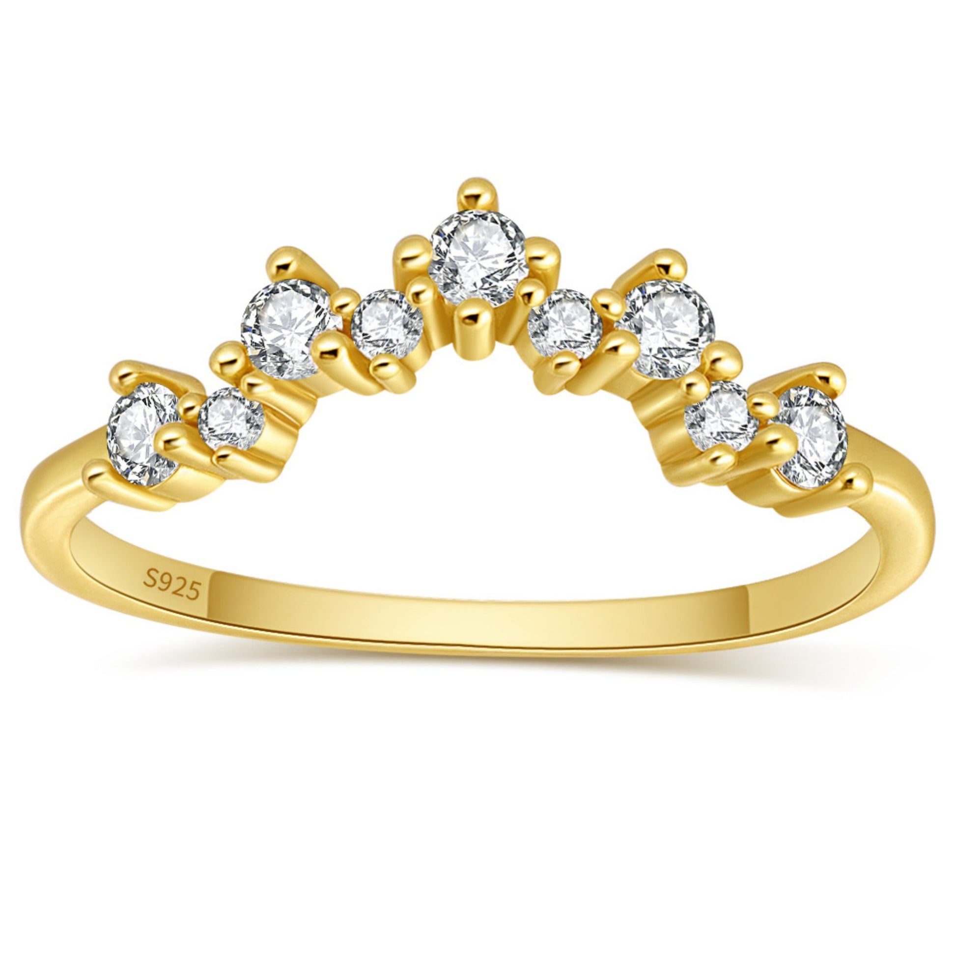 AriaHalfEternityRingforWomenSterlingSilverCZAnniversaryBandStackableChevronCurvebyGingerLyne_Gold-1