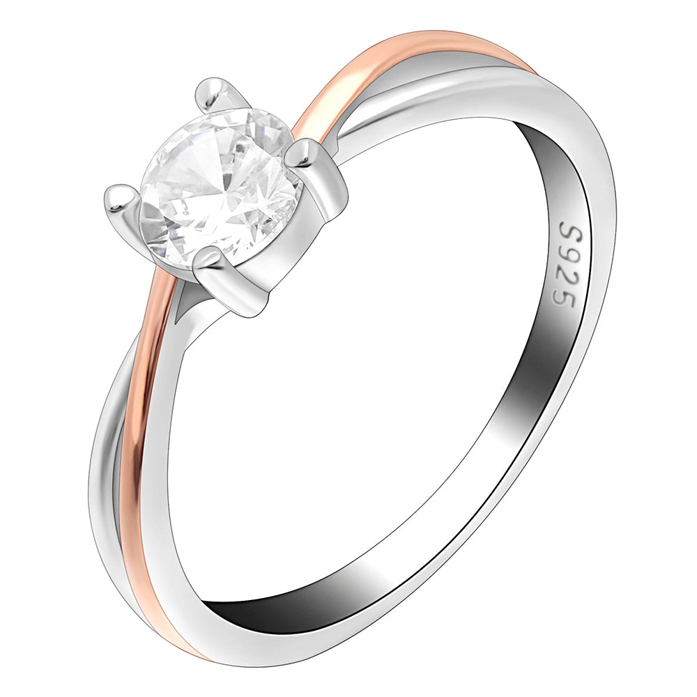 Carina Engagement Ring Rose Gold Sterling Silver Zirconia Ginger Lyne Collection