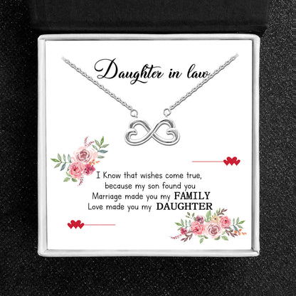 Daughter In Law Greeting Card Sterling Silver Infinity Hearts Necklace in Gift Box Ginger Lyne Collection - GC-1696