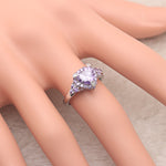 Load image into Gallery viewer, Ryiana Engagement Promise Ring Purple Heart Cz Silver Womens Ginger Lyne Collection - 11

