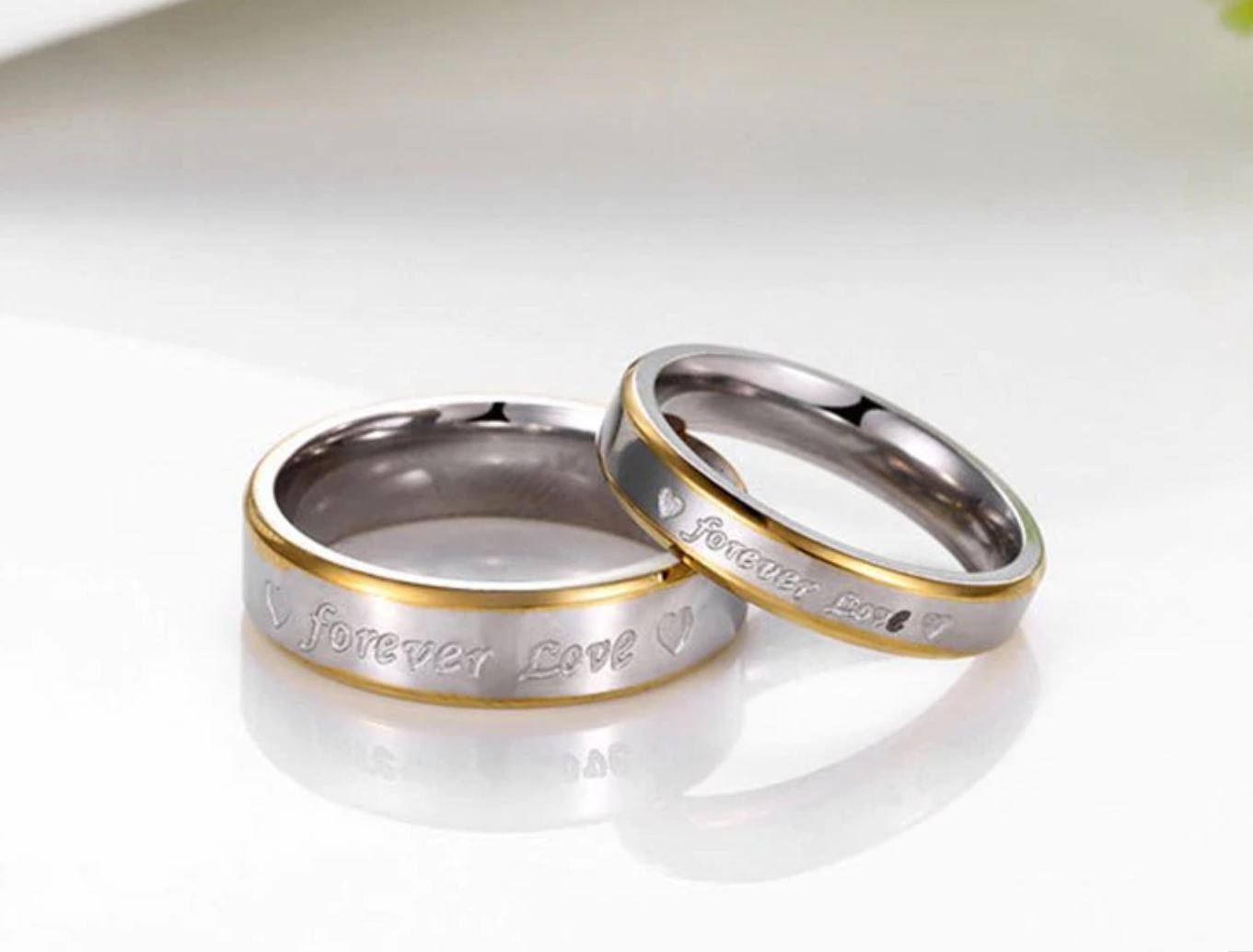 Forever Love 4 mm or 6mm Stainless Steel Wedding Band for Men or Women by Ginger Lyne