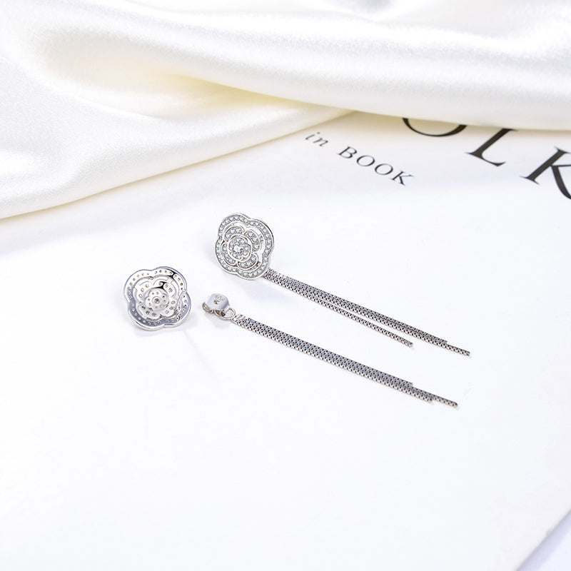 ChainDangleEarringsforWomenTwoInOneDesignSterlingSilverGingerLyneCollection_Silver-2