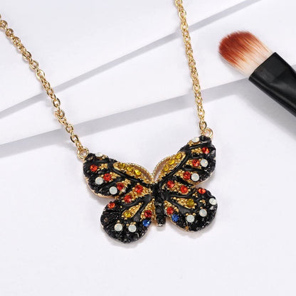 Butterfly Chain Pendant Necklace for Women Red Cubic Zirconia Ginger Lyne Collection - Red