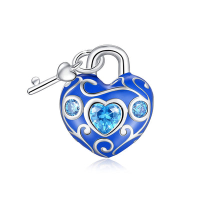 HeartKeyCharmEuropeanBeadSterlingSilverBlueCZGingerLyneCollection_Blue-1