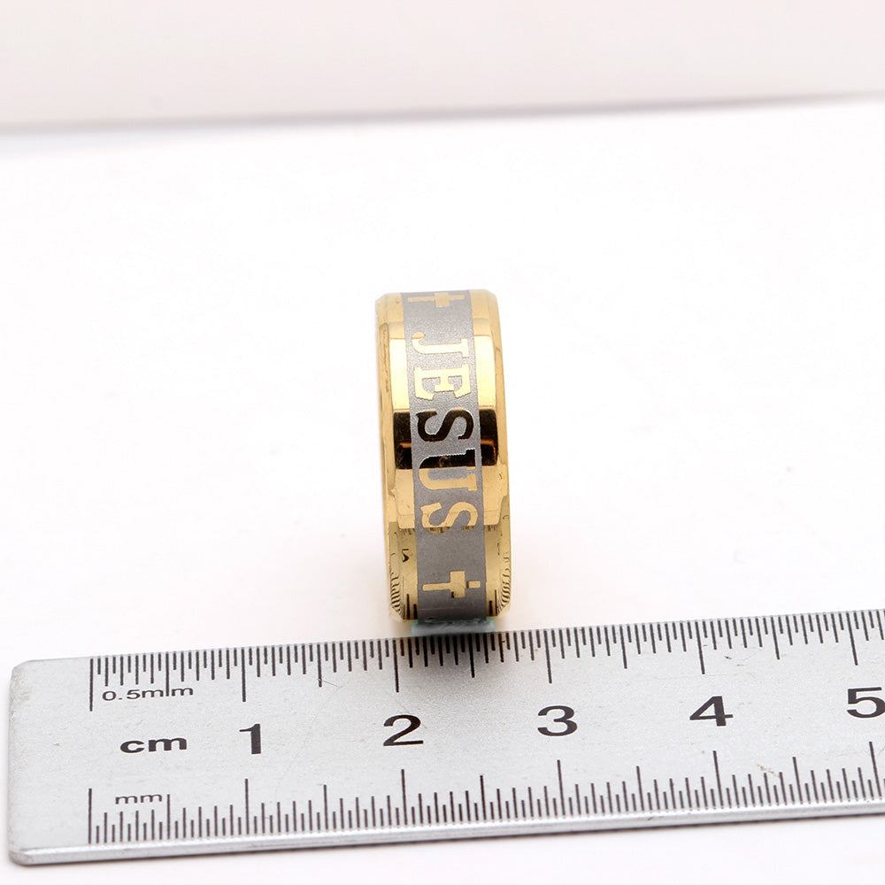 JesusCrossWeddingBandRingforWomenorMenGoldoverStainlessSteelbyGingerLyneCollection_Gold-5