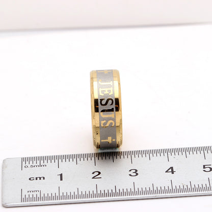 JesusCrossWeddingBandRingforWomenorMenGoldoverStainlessSteelbyGingerLyneCollection_Gold-5