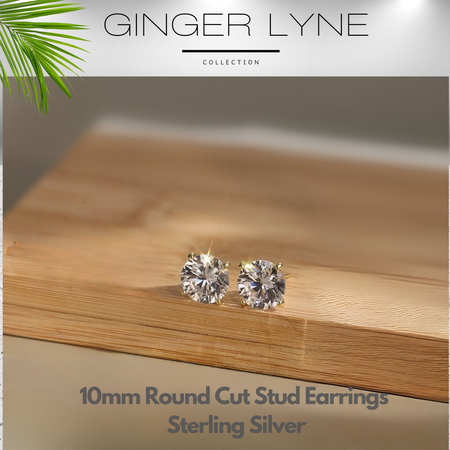 Solitaire Stud Earrings for Women 8 Ctw Sterling Silver Studs for her Ginger Lyne Collection - Silver