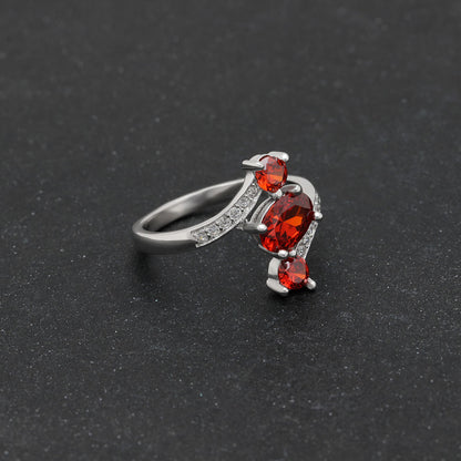 Birthstone Ring for Women Statement Ring 3 Stone Sterling Silver Cz Ginger Lyne Collection