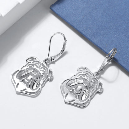 Bulldog Dog Necklace, Earrings, or Set for Women Sterling Silver Ginger Lyne Collection - Dog Set