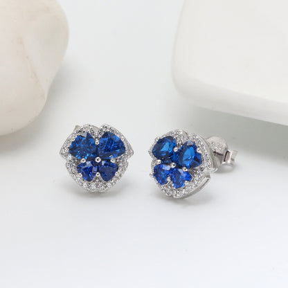 Halo Stud Earrings for Women Sterling SilverLondon Blue Cz Ginger Lyne Collection