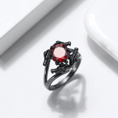 Dragon Ring for Women Solitaire Cz Black Gothic Engagement Ring Ginger Lyne Collection