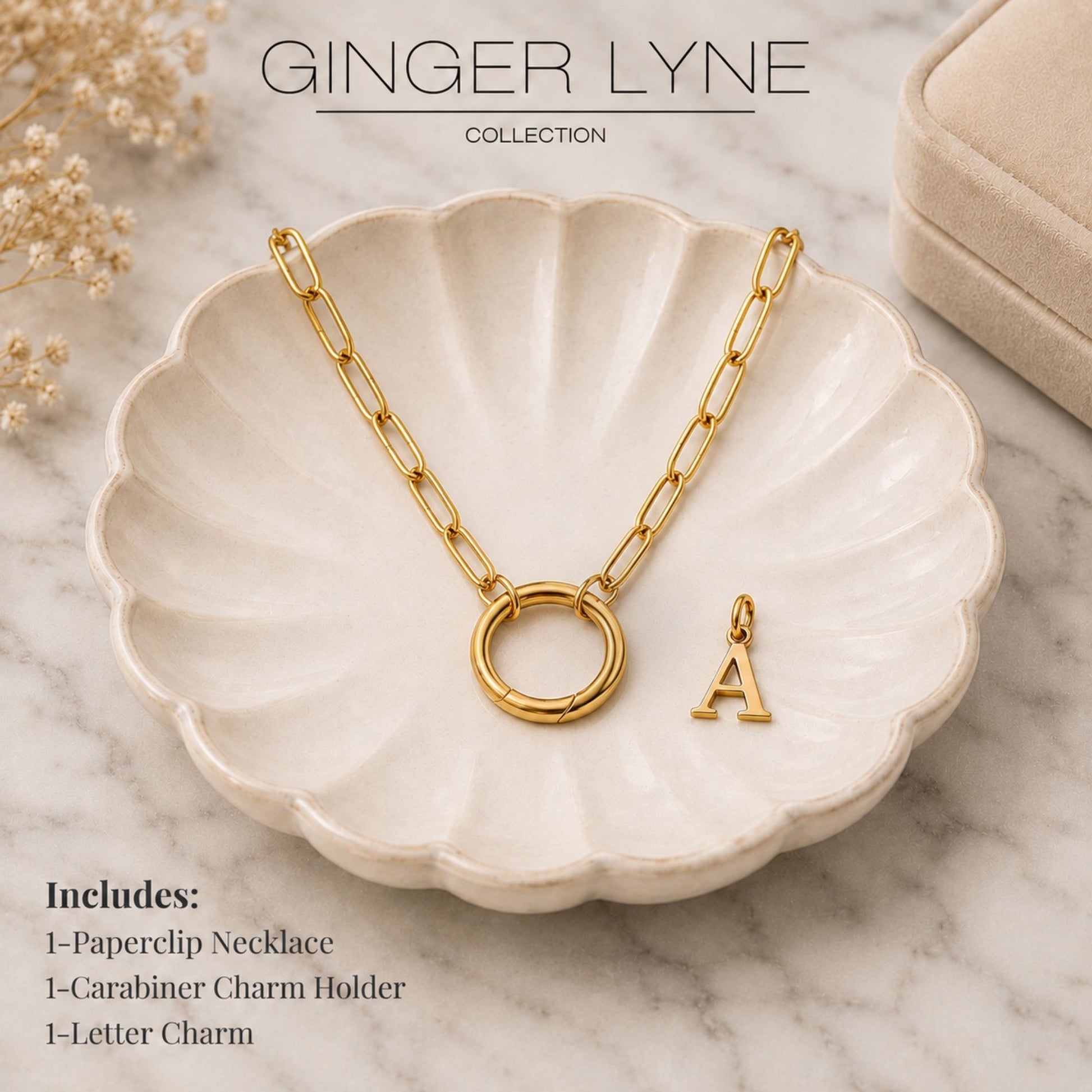 PaperclipLinkCircleCarabinerIntialLetterCharmHolderNecklaceforWomen18ktGoldPlatedStainlessSteelGingerLyne_Gold-A-2