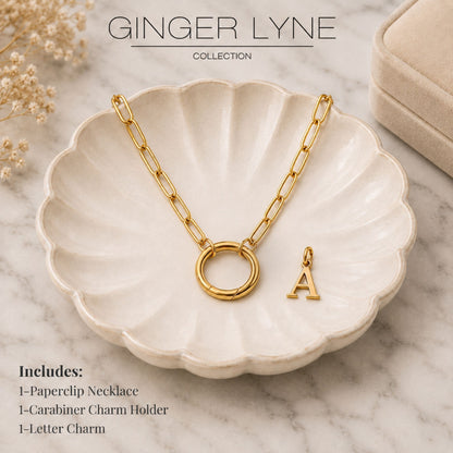 PaperclipLinkCircleCarabinerIntialLetterCharmHolderNecklaceforWomen18ktGoldPlatedStainlessSteelGingerLyne_Gold-A-2