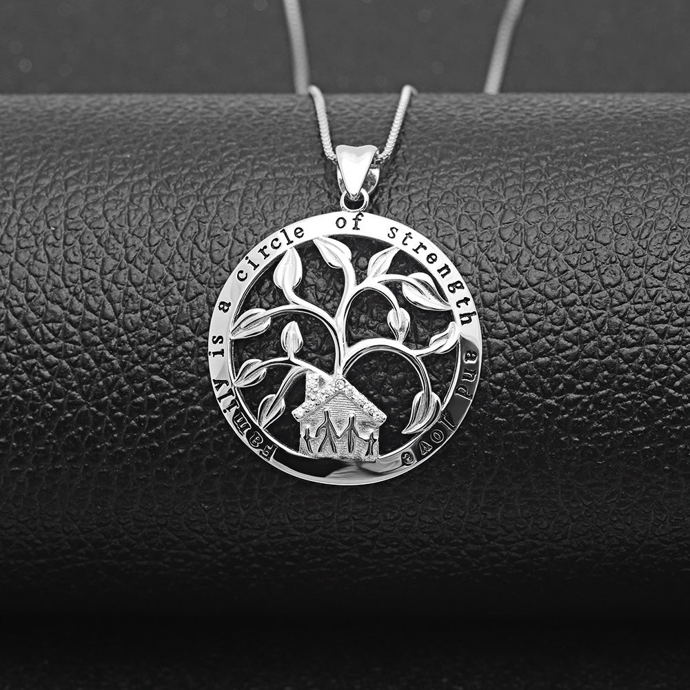 Family Tree Pendant Necklace Sterling Silver Cz Women Ginger Lyne Collection