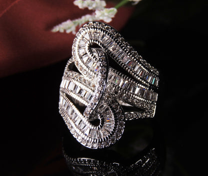 PriscillaStatementRingBaguetteCubicZirconiaWomensGingerLyneCollection_Silver-3