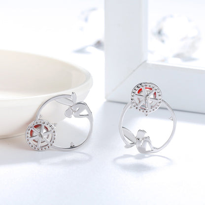 Fairy Sterling Silver Red Garnet Cz Stud Earrings Girl Ginger Lyne Collection