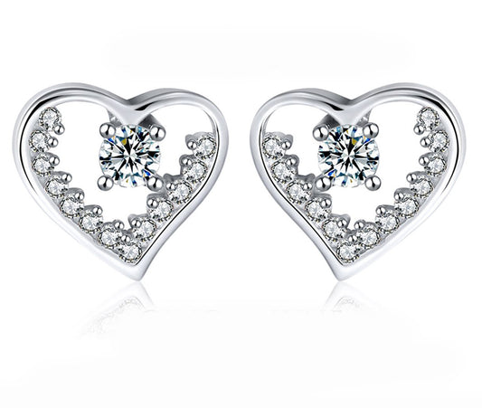 Heart Stud Earrings for Women Sterling Silver Cubic Zirconia Ginger Lyne Collection