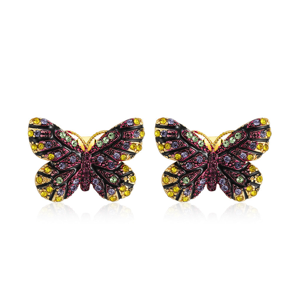 Butterfly Stud Earrings for Women Cubic Zirconia Ginger Lyne Collection - Purple