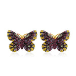 Load image into Gallery viewer, Butterfly Stud Earrings for Women Cubic Zirconia Ginger Lyne Collection - Purple

