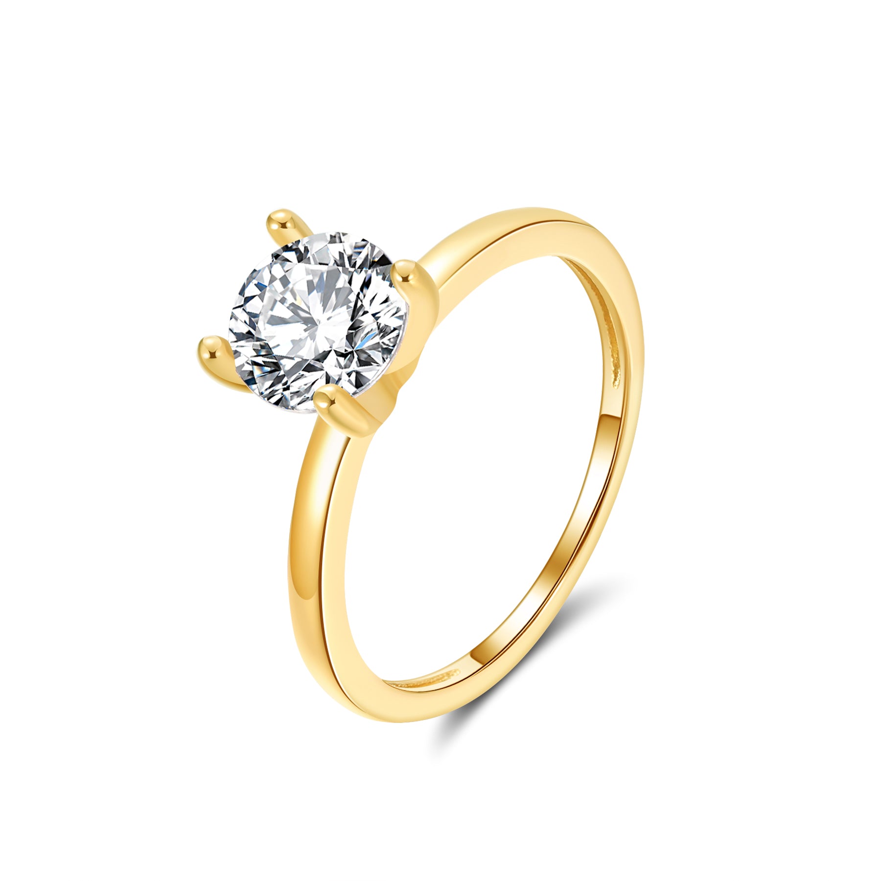 Solitaire 1.50 Ct Gold Engagement Ring for Women Cubic Zirconia Sterling Silver Ginger Lyne - Gold,10