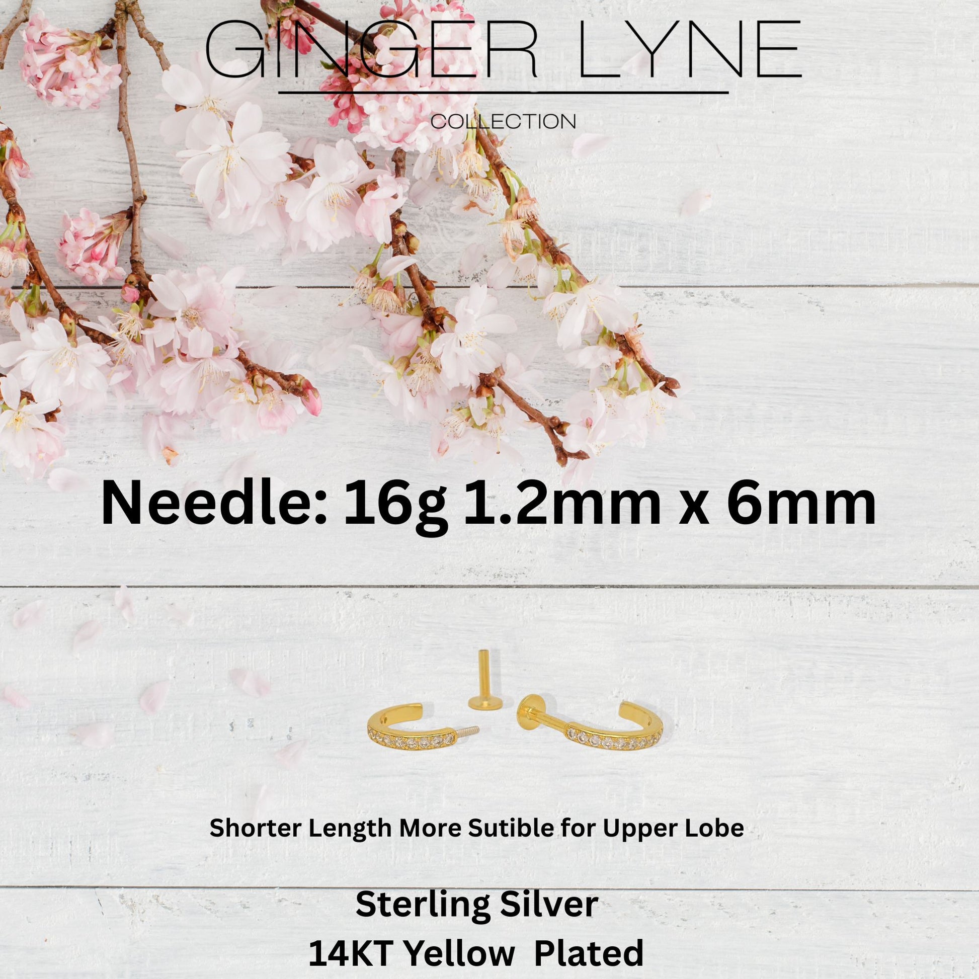 HoopFlatBackEarringsforWomenSterlingSilver16G6mmCartilageHelixUpperLobeBodyPiercingGingerLyne_Gold-3