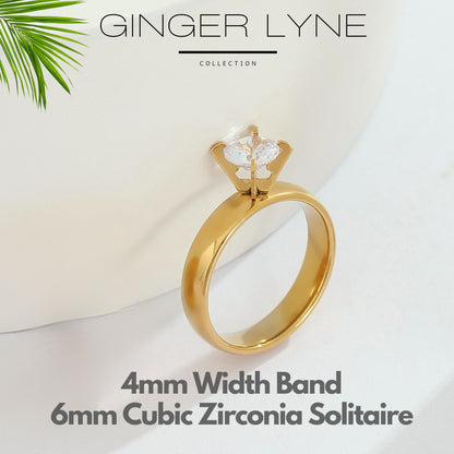 4mmGoldStainlessSteelWomenEngagementRingGingerLyneCollection_Gold-5