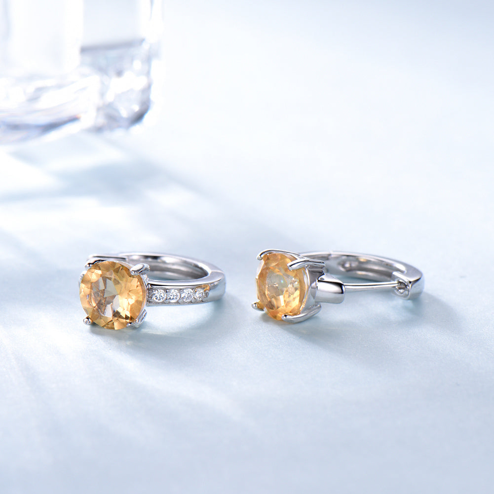 Huggie Hoop Earrings for Women Madeira Citrine Sterling Silver Ginger Lyne Collection - Citrine