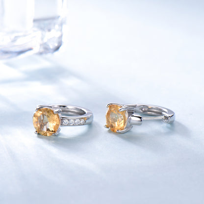 Huggie Hoop Earrings for Women Madeira Citrine Sterling Silver Ginger Lyne Collection - Citrine