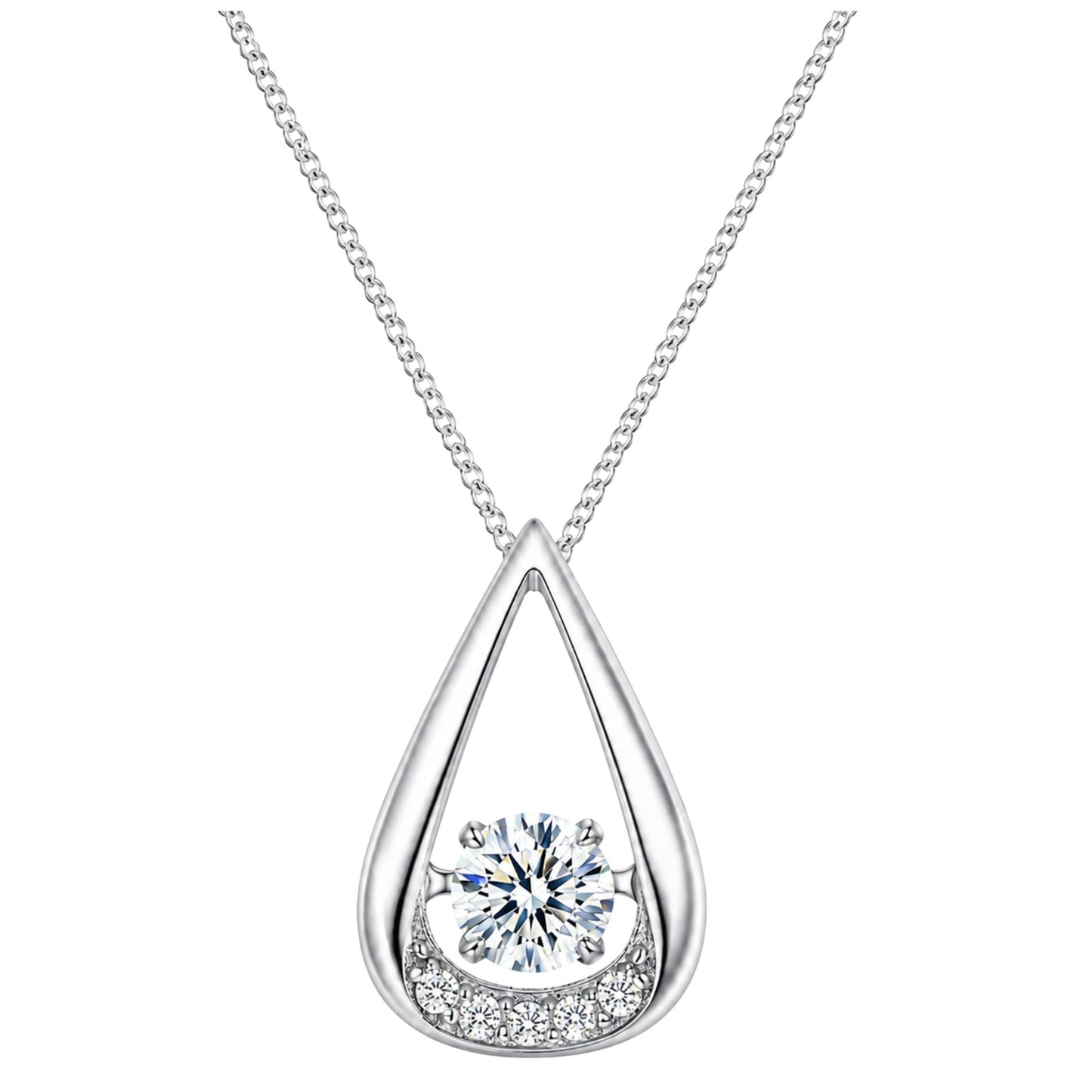 TeardropNecklaceforWomanSterlingSilverPendantandChainFloatingCZGingerLyneCollection_Style40-1