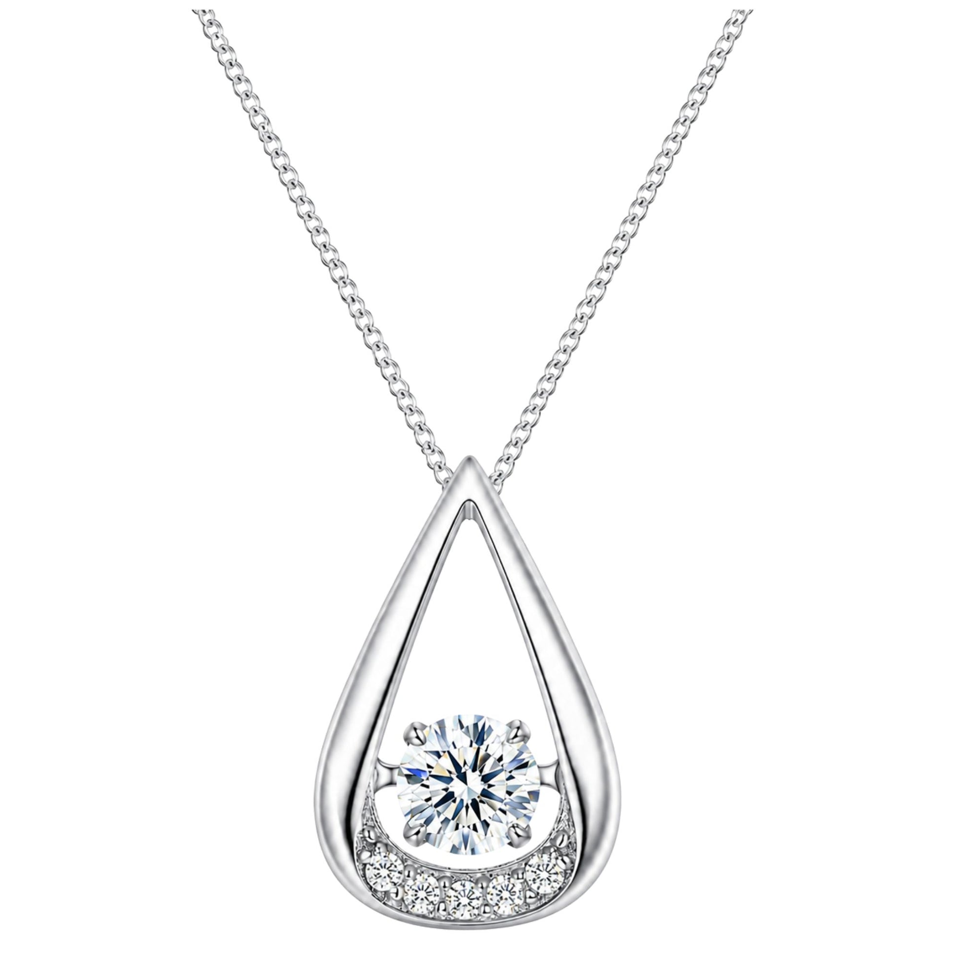 TeardropNecklaceforWomanSterlingSilverPendantandChainFloatingCZGingerLyneCollection_Style40-1