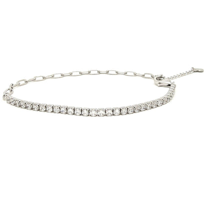 PaperclipChainHalfCZTennisBraceletforWomenAdjustableto7.5"SterlingSilverGingerLyneCollection_Clear-3