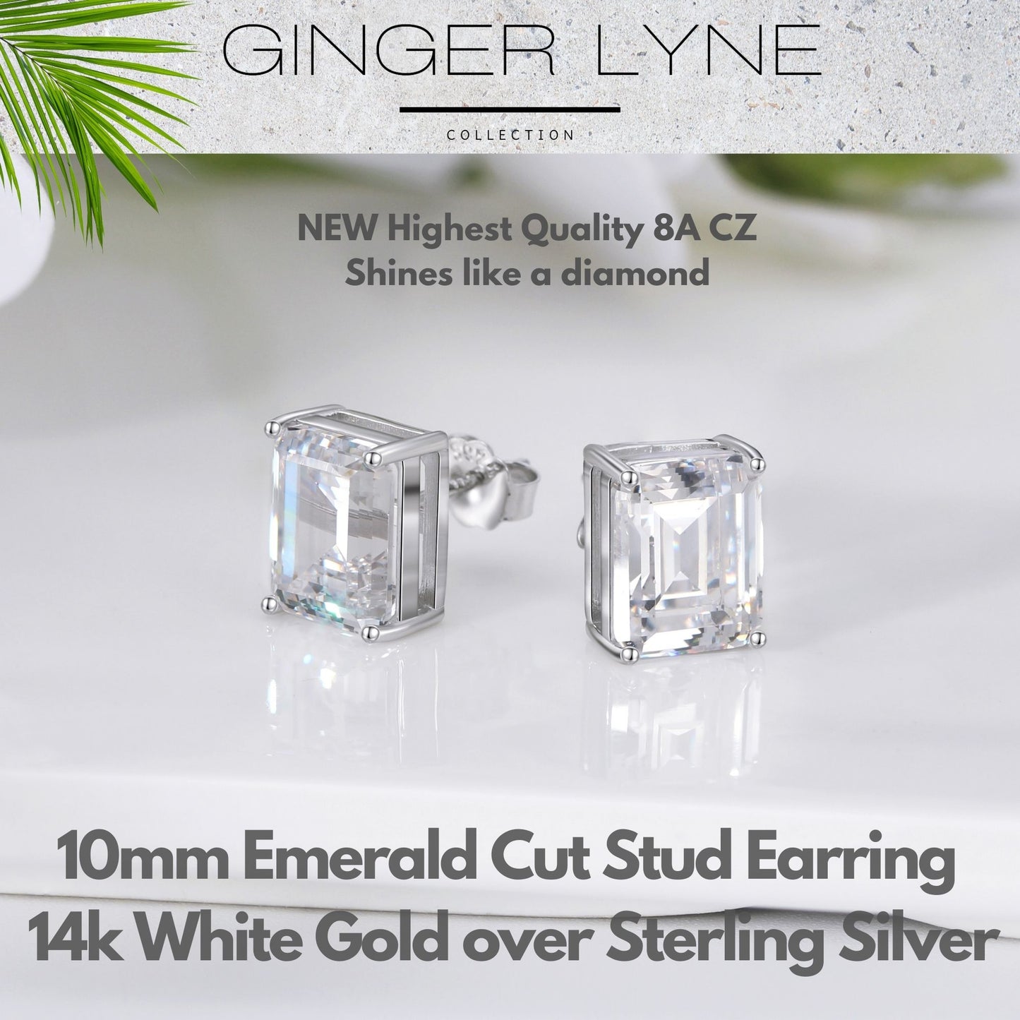 EmeraldCutStudEarringsforWomen7.5CtSterlingSilverStudsforherGingerLyneCollection_Silver-2
