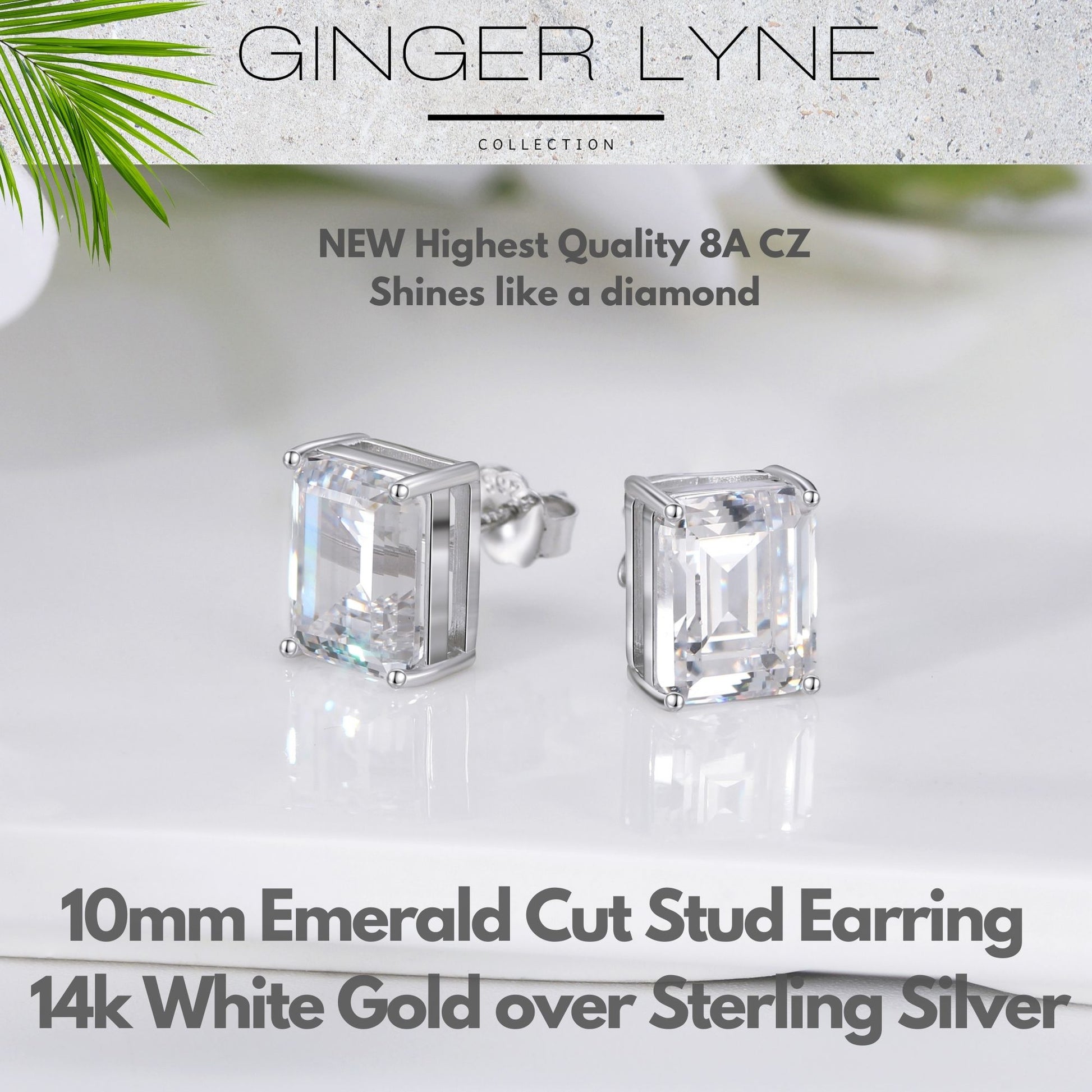 EmeraldCutStudEarringsforWomen7.5CtSterlingSilverStudsforherGingerLyneCollection_Silver-2