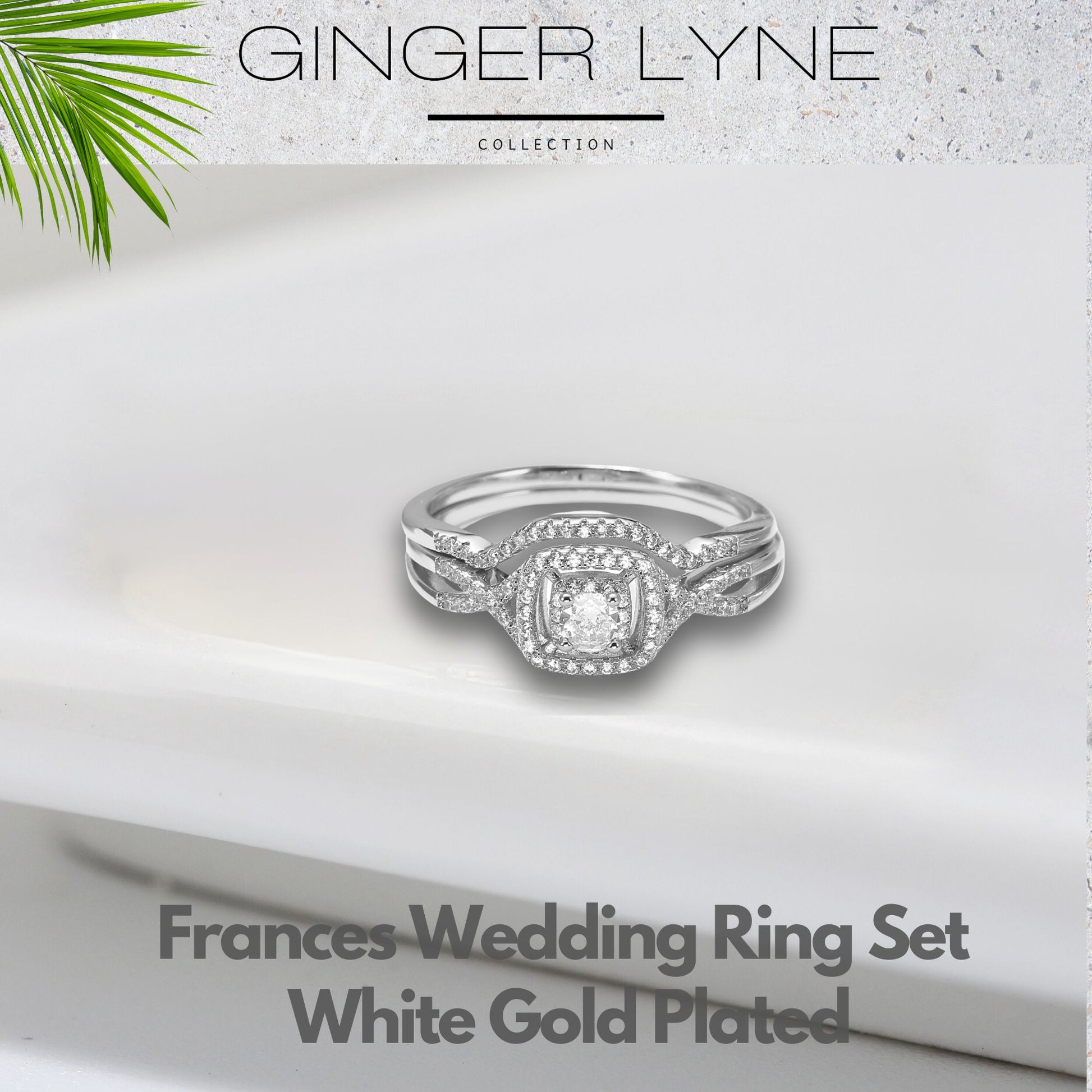 CZWeddingRingSetforWomenHaloEngagementRingWeddingBandGingerLyneCollection_WhiteGoldPlated-2