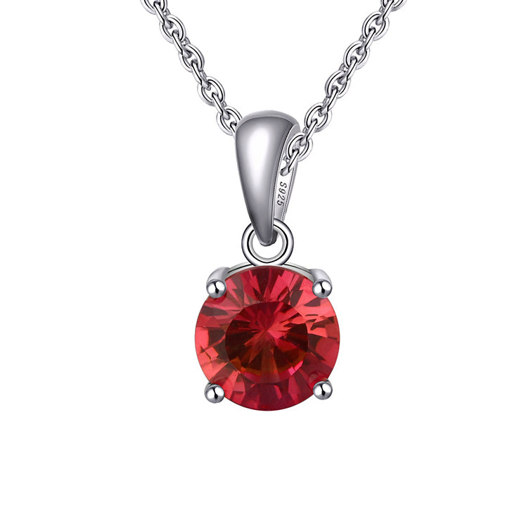 Solitaire Birthstone Necklace for Women Cz Sterling Silver Ginger Lyne Collection - July-Ruby Red