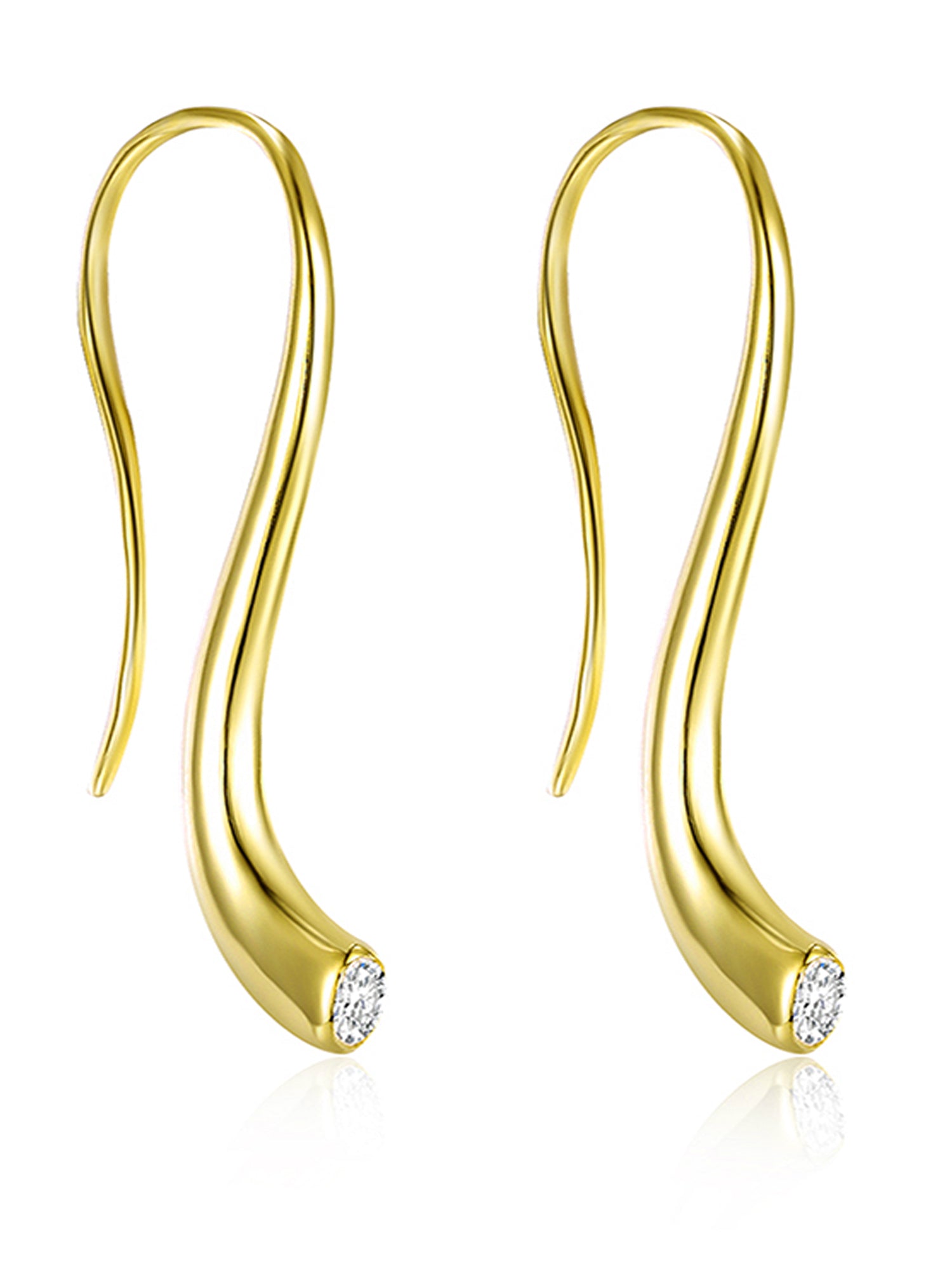 Fish Hook Drop Earrings for Women Cubic Zirconia Ginger Lyne Collection - Gold