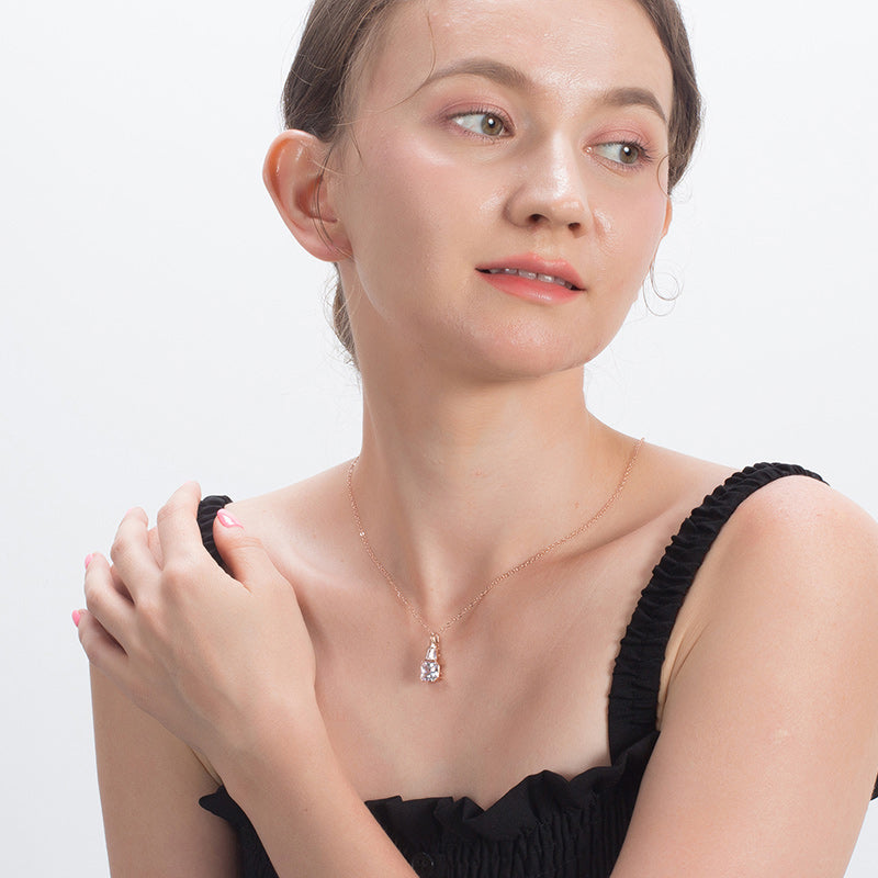 Square Trillion Pendant Necklace for Women Sterling Silver Ginger Lyne Collection - Rose Gold