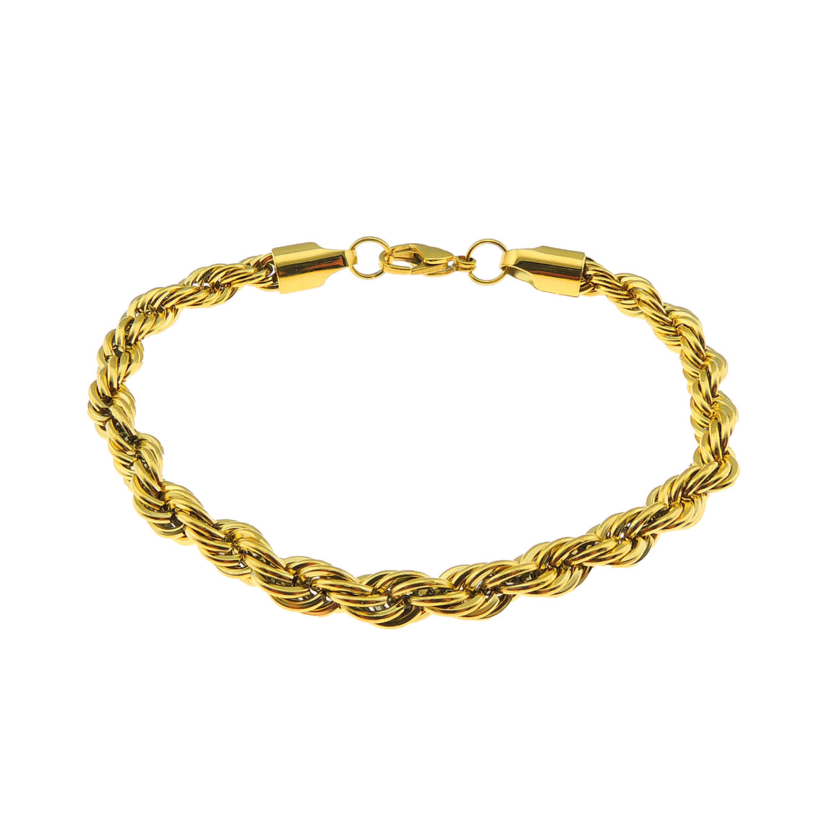 Gold Twisted Rope Chain Necklace 30 Inch 6mm Stainless Steel Hip Hop for Women by Ginger Lyne - 30 Inch Gold