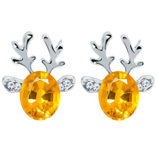 ReindeerEarringsforWomenbyGingerLyneWhiteGoldPlatedChristmasEarringsforHer-Yellow_Yellow-1