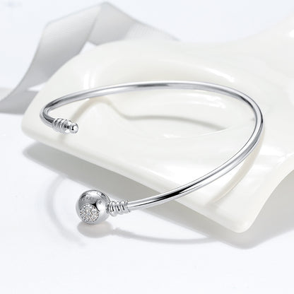Snake Chain Charm Bracelet Sterling Silver Cz Love Clasp Ginger Lyne Collection - 21cm Solid