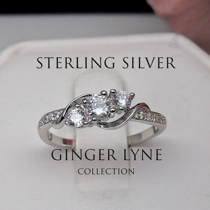 Wedding Ring Set for Women Sterling Silver 3 Stone Engagement Ring Ginger Lyne Collection