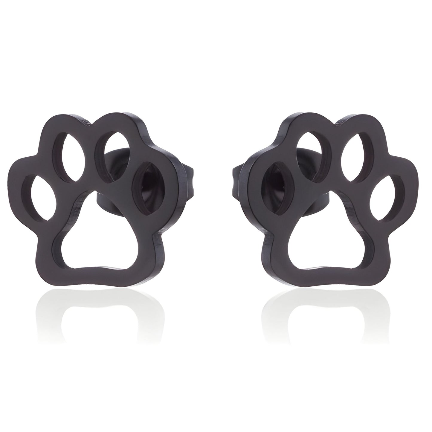 GingerLynePawPrintEarringsforWomenPetDogorCatLoverStainlessSteelStud_Black-1