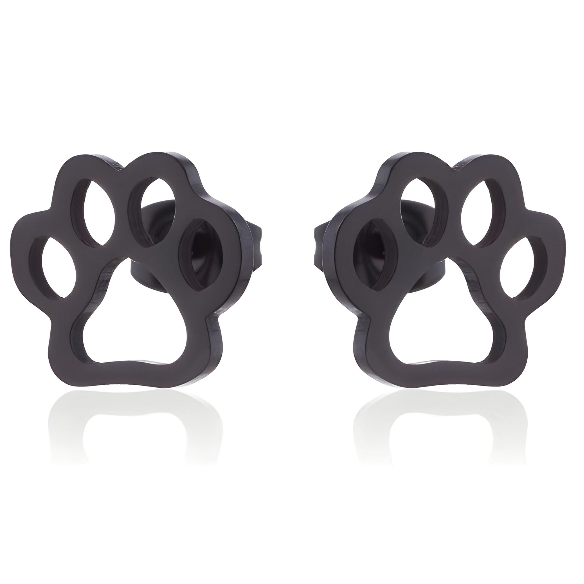 GingerLynePawPrintEarringsforWomenPetDogorCatLoverStainlessSteelStud_Black-1