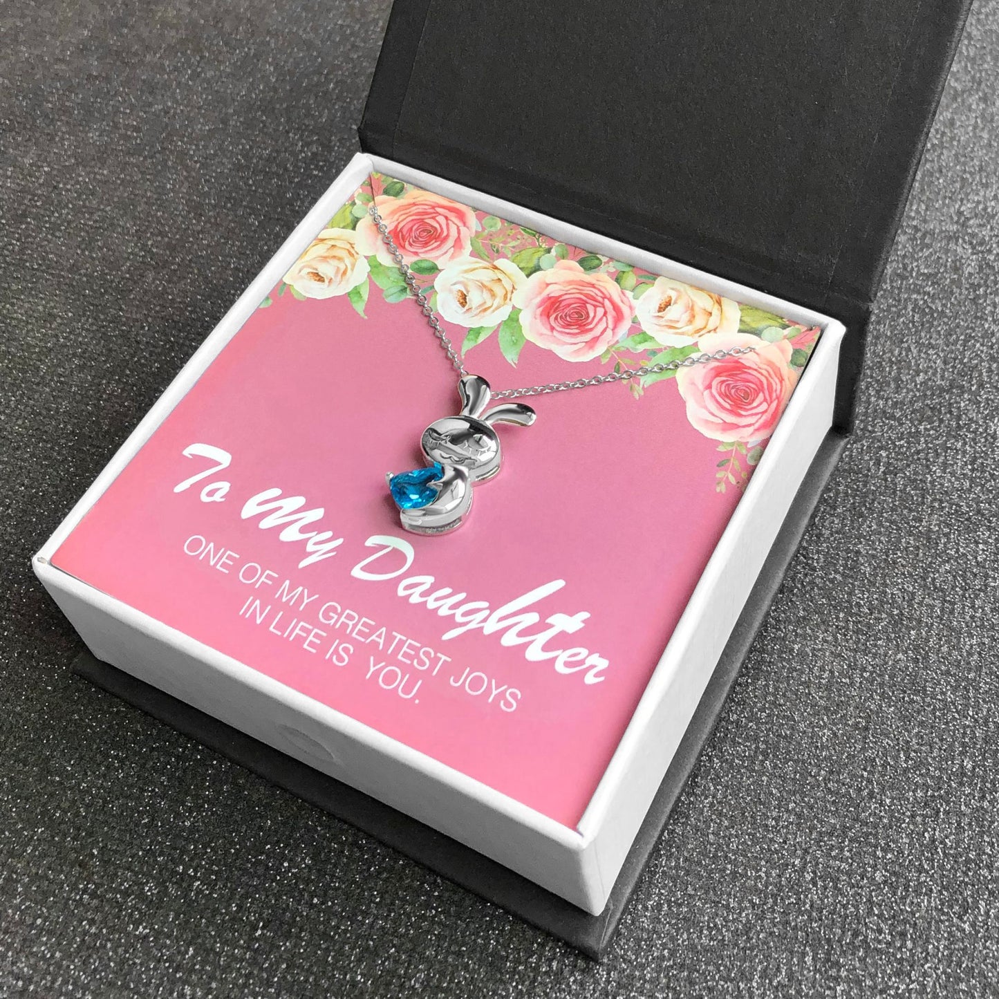 Daughter Greeting Card With Sterling Silver Some Bunny Loves You Necklace in Gift Box Ginger Lyne - GC-12
