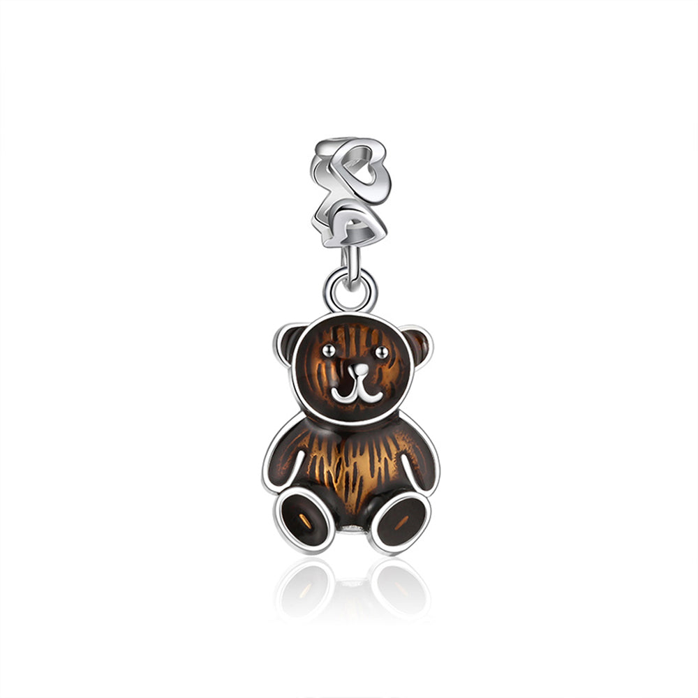 Teddy Bear Charm European Bead Sterling Silver Ginger Lyne Collection