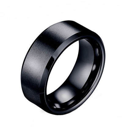 8mm Wedding Band Ring Womens Mens Black Stainless Steel Ginger Lyne Collection - Black,9